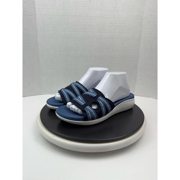 Easy Spirit Women's Size 9 Blue Wisher 2 Strappy Slide Slip On Comfort Sandals - Picture 1 of 14